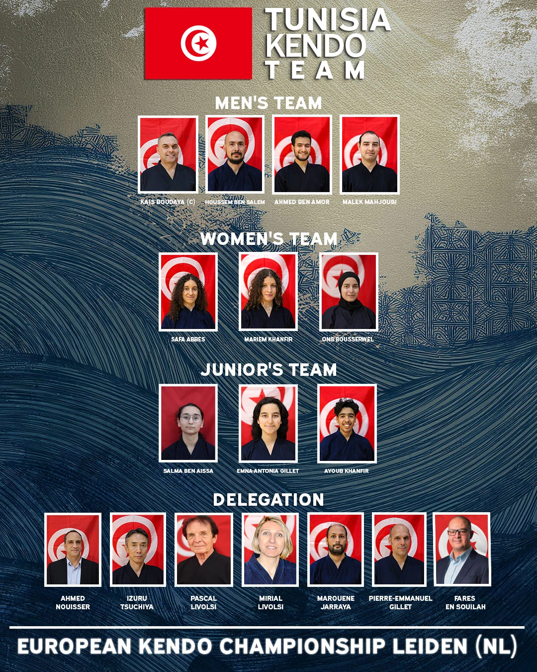 Tunisia Team — European Kendo Championships 2025 (Leiden)